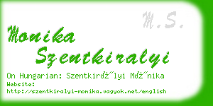 monika szentkiralyi business card